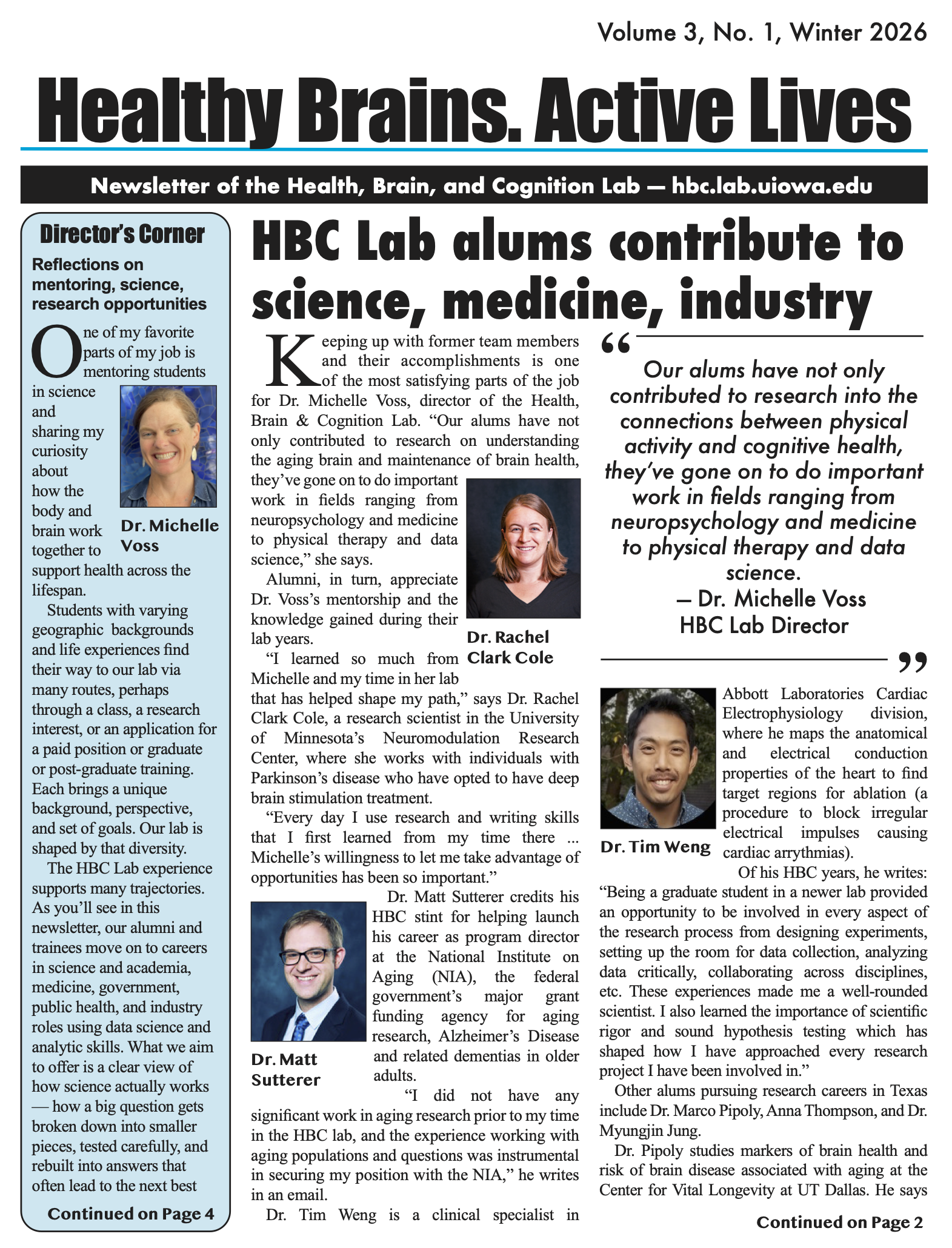 Page 1 of Winter 2026 Newsletter