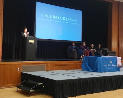 Michelle Voss gives keynote speech at the University of Iowa’s Phi Beta Kappa honor’s society induction ceremony. Sunday April 27, 2025.