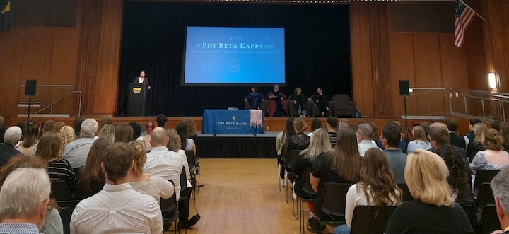 Michelle Voss gives keynote speech at the University of Iowa’s Phi Beta Kappa honor’s society induction ceremony. Sunday April 27, 2025.