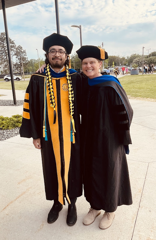 Dr. Bryan Madero and mentor, Dr. Michelle Voss, 2026 commencement