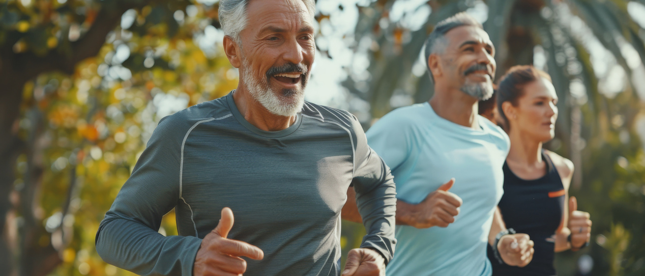 Group of middle-aged joggers