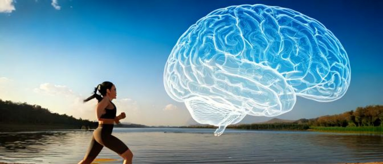 AI image of woman running by a lake